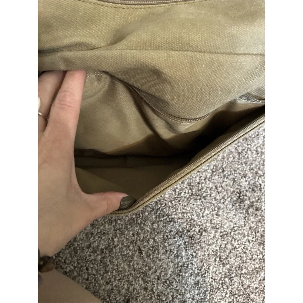 LL Bean Canvas Messenger Bag Medium Khaki Green Gorpcore Goblincore Vintage
